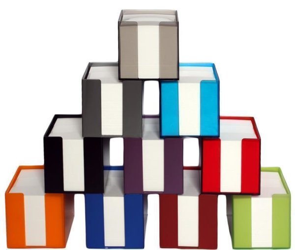 TSI Zettelbox mit 700 Blatt 9 x 9 x 9cm farbig sortiert (keine Farbauswahl möglich)