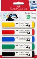 FABER-CASTELL Textilmarker, Standardfarben, 5er Blister