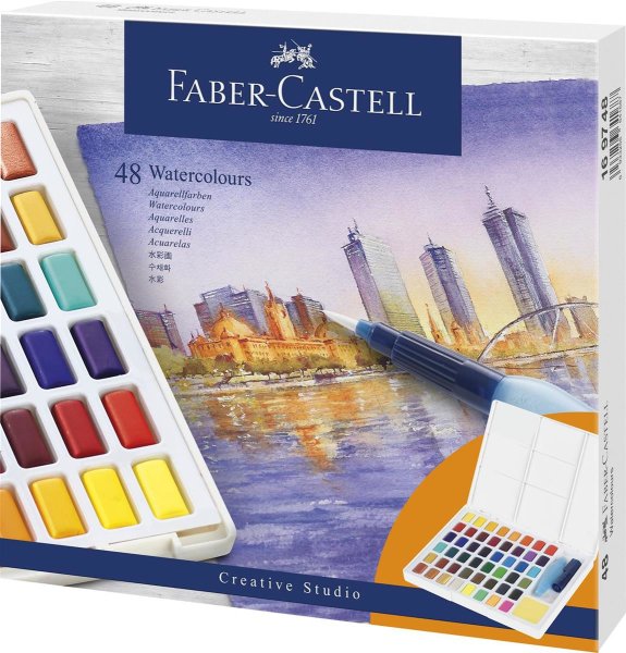 FABER-CASTELL akvarelové farby v kalíškoch - 48 ks v puzdre