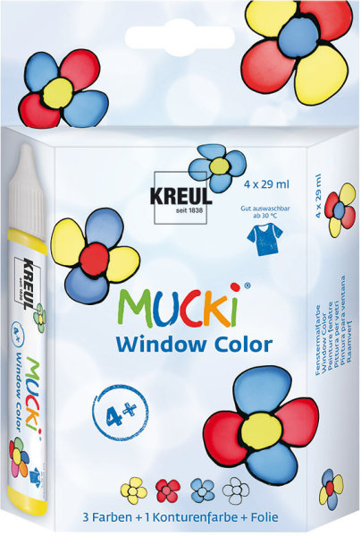 KREUL MUCKI farba na sklo - sada 4 x 29 ml