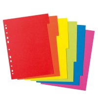 herlitz Karton-Register, blanko, DIN A4, farbig, 6-teilig