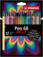 Premium-Filzstift - STABILO Pen 68 - ARTY - 18er Pack - mit 18 verschiedenen Farben