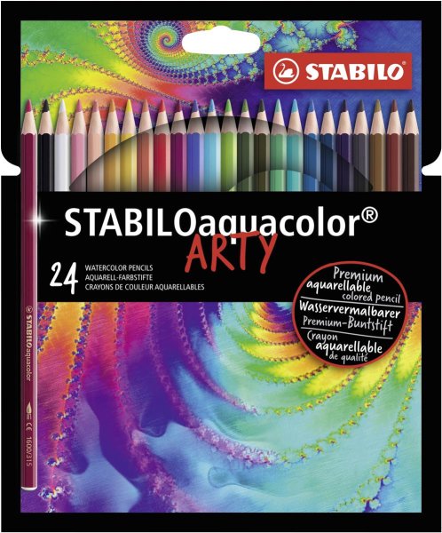 Aquarell-Buntstift - STABILO aquacolor - ARTY - 24er Pack - mit 24 verschiedenen Farben