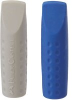 FABER-CASTELL Radierer GRIP ERASER CAP, blau/grau 2er Set