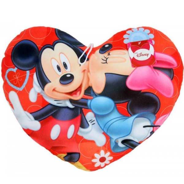 Disney - vankúš v tvare srdca, 45cm - „Mickey a Minnie Kiss“