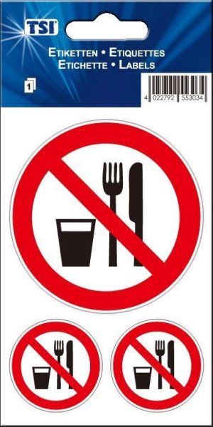 TSI Aufkleber "Essen und Trinken verboten"
