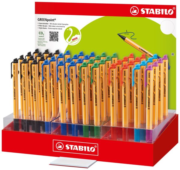 Umweltfreundlicher Filzschreiber - STABILO GREENpoint - 48er Display - mit 6 verschiedenen Farben