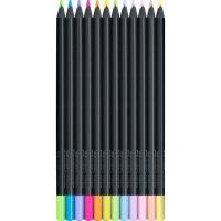 FABER-CASTELL Dreikant-Buntstifte Black Edition Neon & Pastel, 12er Etui