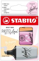 Textmarker - STABILO BOSS MINI Pastellove 2.0 - 3er Pack...