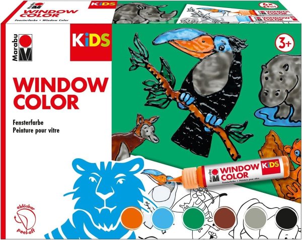Marabu KiDS Window Color-Set "DSCHUNGEL", 6 x 25 ml