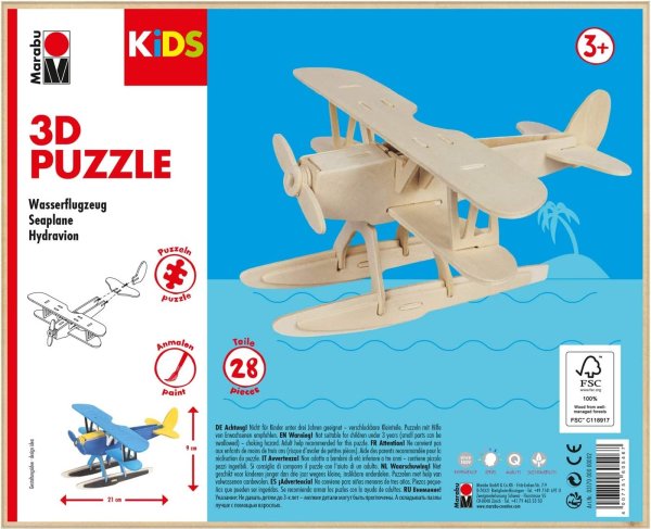 Marabu KiDS 3D Puzzle "Wasserflugzeug", 28 Teile