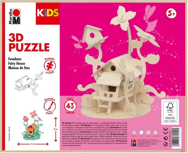 Marabu KiDS 3D Puzzle "Feenhaus", 43 Teile