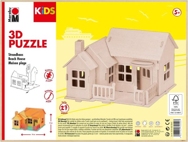 Marabu KiDS 3D Puzzle "Strandhaus", 27 Teile