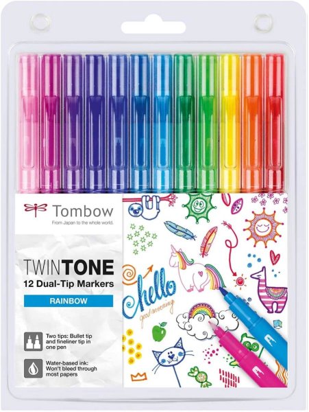 Tombow Doppelfasermaler "TwinTone" Rainbow Colours, 12er Set