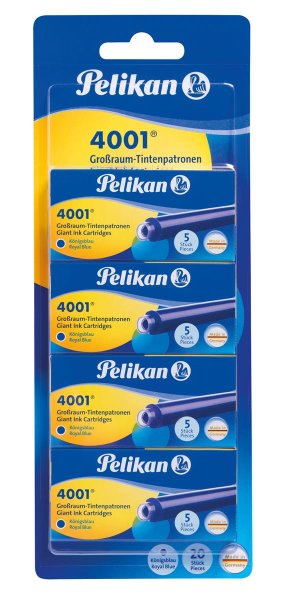 Pelikan 4001 Großraum Tintenpatrone königsblau 4 x 5er