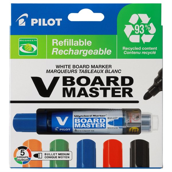 PILOT Whiteboard-Marker V BOARD MASTER M, Rundspitze 5er Etui