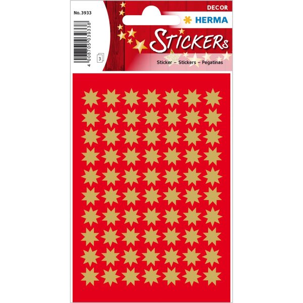 HERMA Weihnachts-Sticker DECOR "Sterne", 10 mm, gold