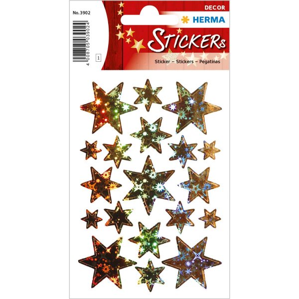 HERMA Weihnachts-Sticker DECOR "Sterne", gold, Holografie