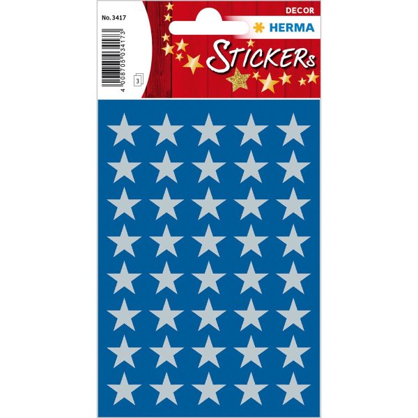 HERMA Weihnachts-Sticker DECOR "Sterne", 13 mm, silber