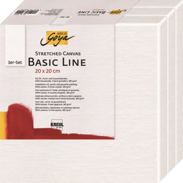 KREUL SOLO GOYA Stretched Canvas Basic Line 3er Set 20 x 20 cm