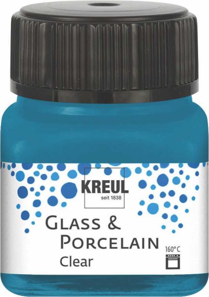 KREUL Clear farba na sklo a porcelán - azúrovomodrá - 20 ml