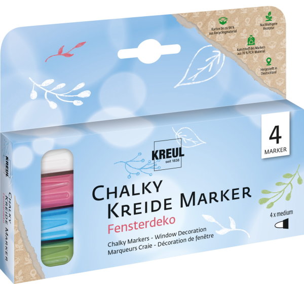 KREUL Chalky Kreidemarker 4er Set Fensterdeko