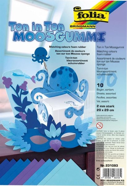 folia Moosgummi, (B)200 x (H)290 mm, TON IN TON MIX blau