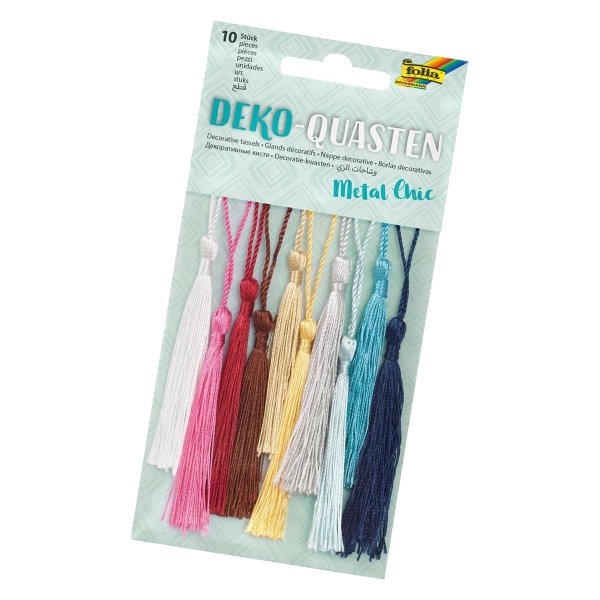 folia Deko-Quasten "METAL CHIC", 10 farbig sortiert