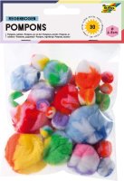 folia Regenbogen-Pompons, 30 Stück, farbig sortiert