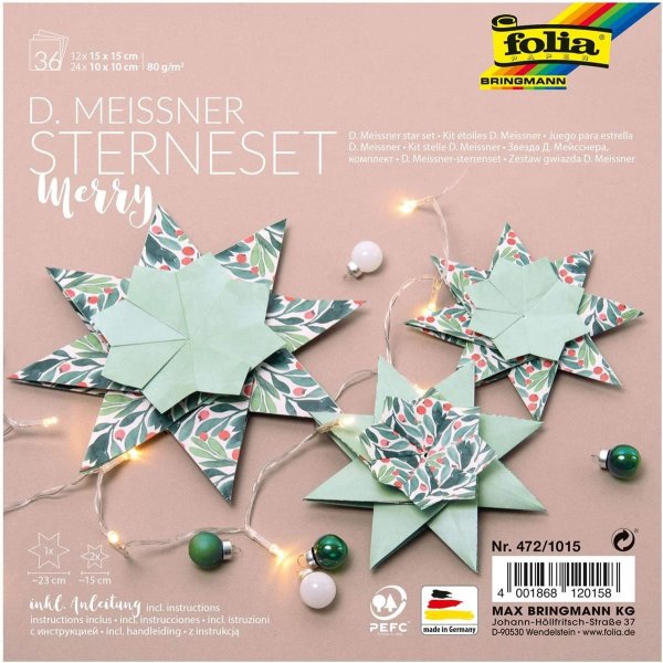 folia Faltsterne-Set "Merry" (Meißner-Technik)