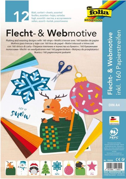 folia Flecht- & Webmotive Set "XMAS", DIN A4, 12 Blatt