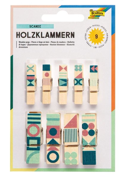 folia Holzklammern mit Druck "All year Scandi"