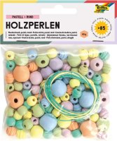 folia Holzperlen "Pastell", rund, 4...