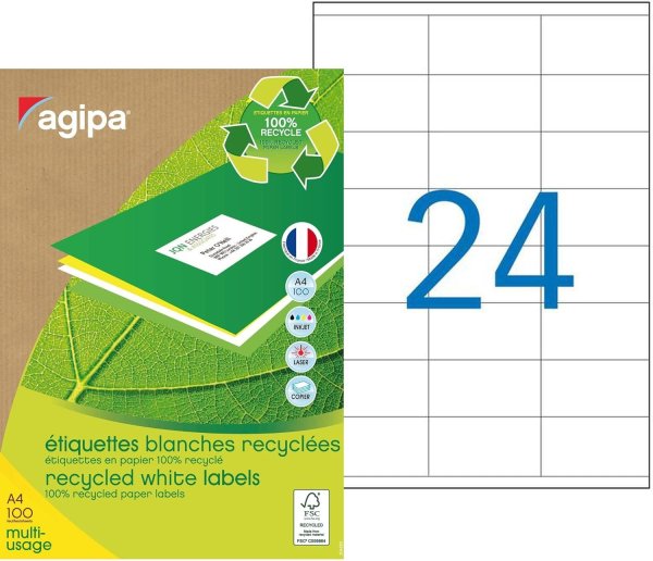 agipa univerzálne etikety - recyklované - 70 x 35 mm - biele