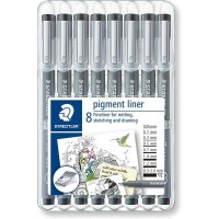 STAEDTLER pigment liner Fineliner schwarz 8er Box