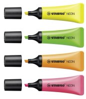 Textmarker - STABILO NEON - 8er Pack - 4 x gelb, 2 x grün, 1 x orange, 1 x pink