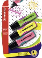 Textmarker - STABILO BOSS SPLASH - 3er Pack - gelb, grün, pink