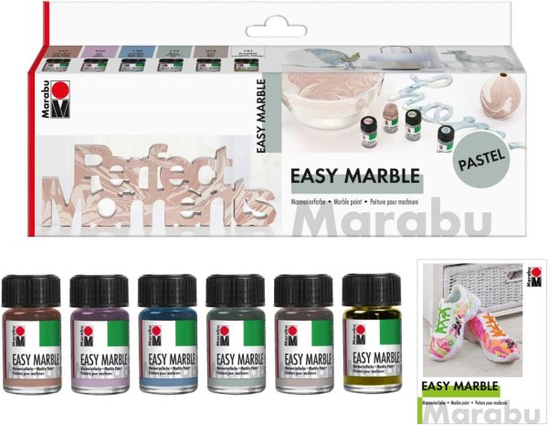 Marabu Marmorierfarbe "easy marble", Set PASTELL