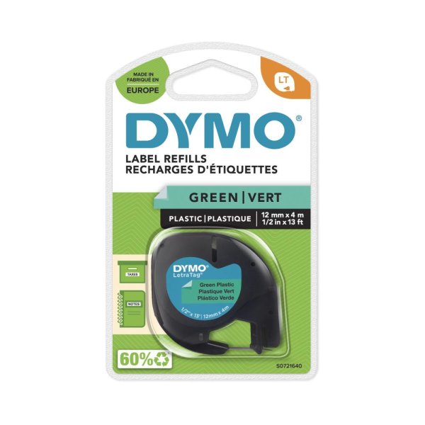 DYMO LetraTag Schriftbandkassette, Kunststoff, 12 mm x 4 m grün