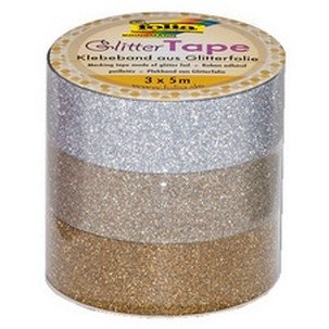 folia Deko-Klebeband "Glitter Tape", silber/hellgold/gold