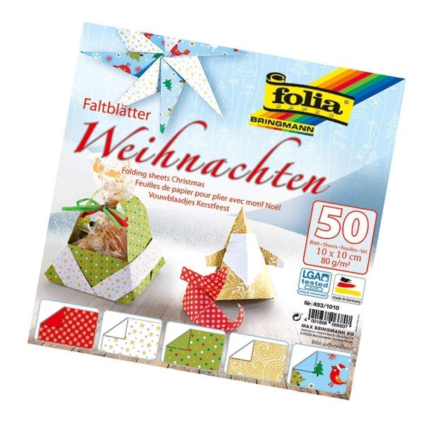 folia Faltblätter "Weihnachten", 100 x 100 mm, 80 g/qm