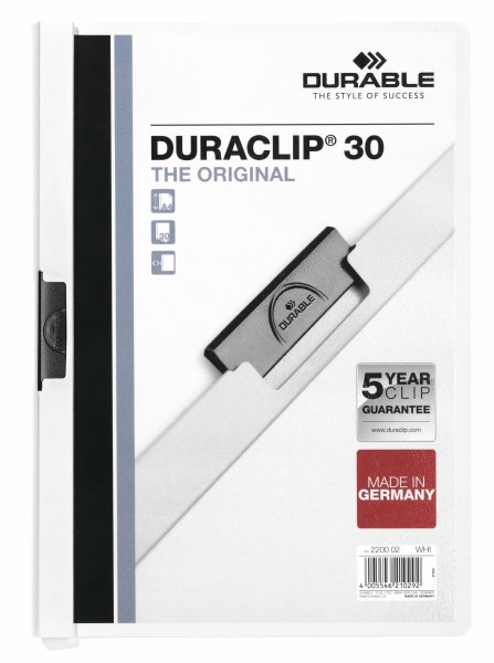 DURABLE obal s klipom DURACLIP Original 30 - A4 - biely