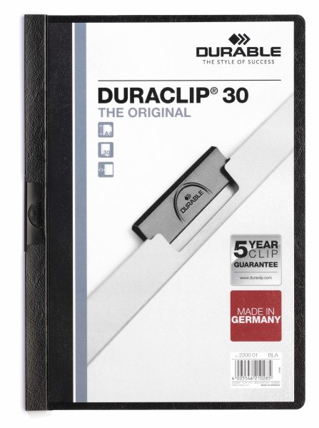 DURABLE obal s klipom DURACLIP Original 30 - A4 - čierny