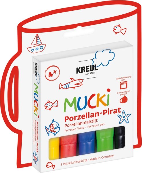 KREUL MUCKI Porzellan-Pirat fixka na porcelán - 5-dielna súprava