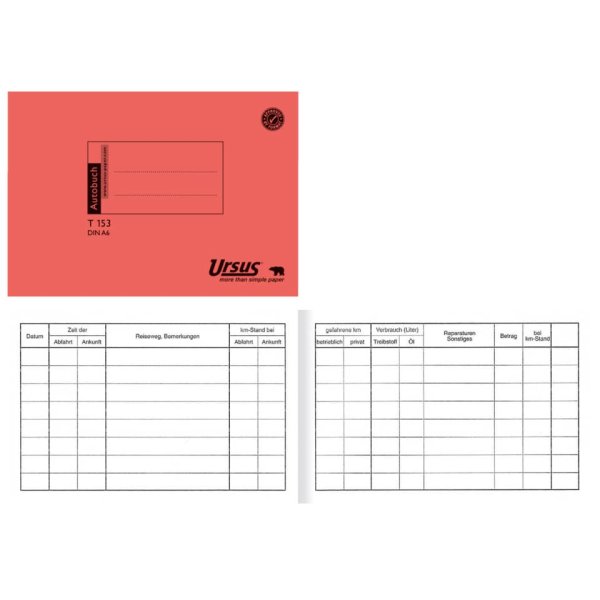 URSUS Autobuch/Fahrtenbuch  A6, 54 Blatt