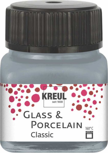 KREUL Classic farba na sklo a porcelán - metalická strieborná - 20 ml