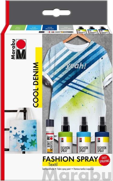 Marabu Textilsprühfarbe "Fashion-Spray", Set COOL DENIM
