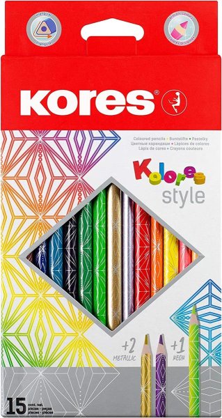 Kores Dreikant-Buntstifte "Kolores Style", 15er Kartonetui