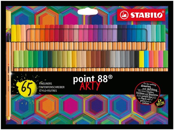 Fineliner - STABILO point 88 - ARTY - 65er Pack - mit 65 verschiedenen Farben