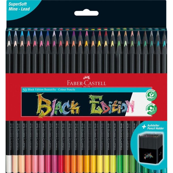 FABER-CASTELL trojhranné farbičky Black Edition - 50 ks v krabičke